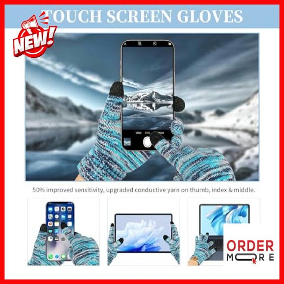 Women\'s Winter Beanie Gloves Scarf Set Fleece Lined Touchscreen
